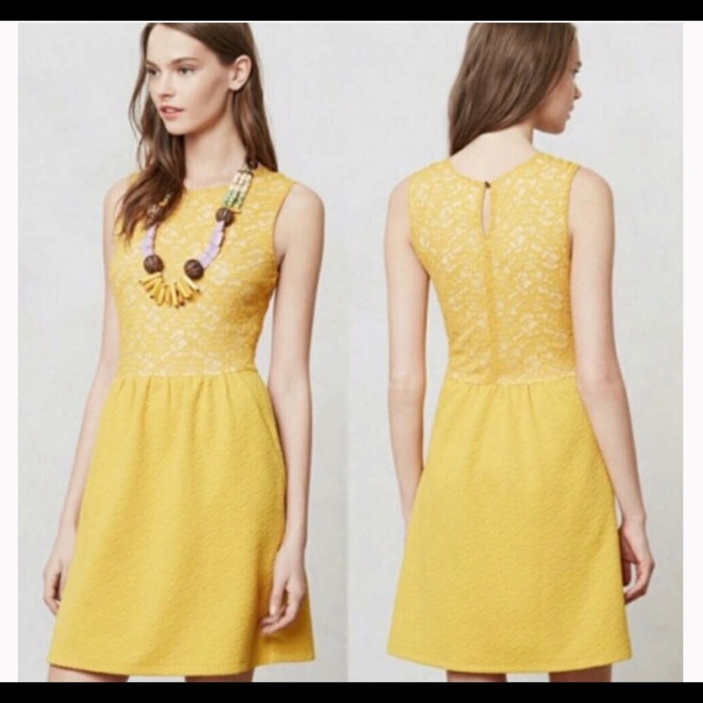 Anthropologie Maeve Yellow Dress with pockets